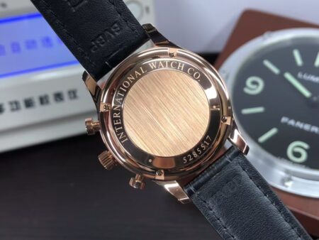 IWC Portuguese IW371482 Rose Gold Case Grey Dial Black Leather Strap with Clone 79350 Movement - Image 8