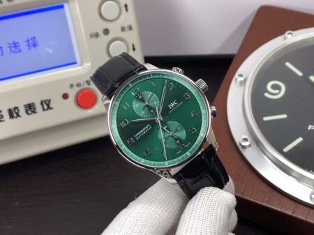 IWC Portuguese IW371615 Stainless Steel Case Gren Dial with Black Leather Strap - Image 2