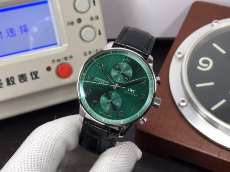 IWC Portuguese IW371615 Stainless Steel Case Gren Dial with Black Leather Strap - Image 3