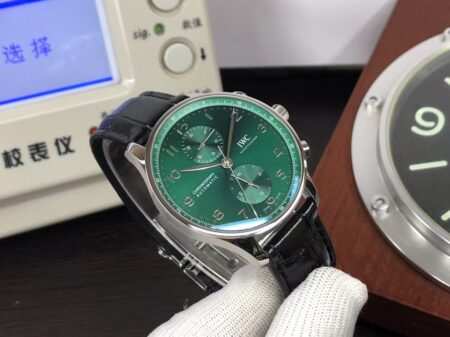 IWC Portuguese IW371615 Stainless Steel Case Gren Dial with Black Leather Strap - Image 4