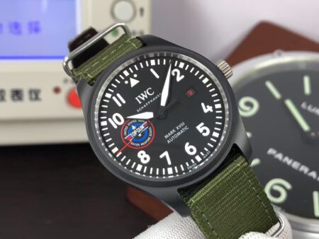 IWC Mark XVIII Top Gun IW324712 Black Ceramic Case Green Nylon Band with Clone 32111 Movement - Image 4