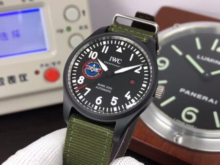 IWC Mark XVIII Top Gun IW324712 Black Ceramic Case Green Nylon Band with Clone 32111 Movement - Image 5