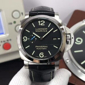 Panerai Luminor Marina 44mm PAM 1312 Super Clone P.9010 Movement Black Dial Black Leather Strap