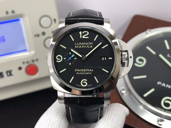 Panerai Luminor Marina 44mm PAM 1312 Super Clone P.9010 Movement Black Dial Black Leather Strap