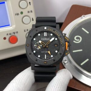 Replica Panerai Submersible GMT Carbotech PAM 1324 Navy Seals Super Clone P.900 Movement Carbon Case Rubber Band