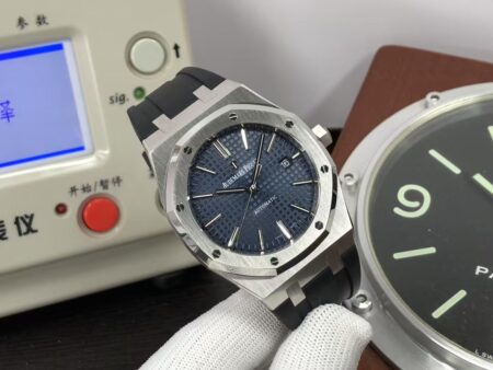 APSF Audemars Piguet Royal Oak 15400 Blue Dial Black Rubber Band with Super 3120 Movement - Image 2