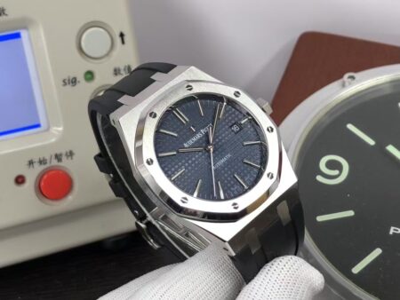APSF Audemars Piguet Royal Oak 15400 Blue Dial Black Rubber Band with Super 3120 Movement - Image 4