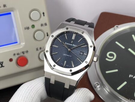 APSF Audemars Piguet Royal Oak 15400 Blue Dial Black Rubber Band with Super 3120 Movement - Image 5