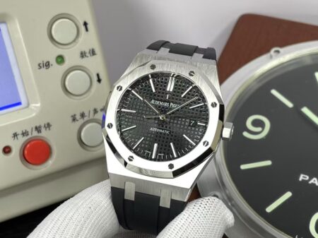 APSF Audemars Piguet Royal Oak 15400 Black Dial Black Rubber Band with Super 3120 Movement - Image 4
