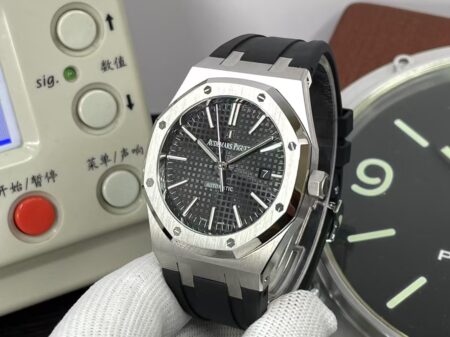 APSF Audemars Piguet Royal Oak 15400 Black Dial Black Rubber Band with Super 3120 Movement - Image 5