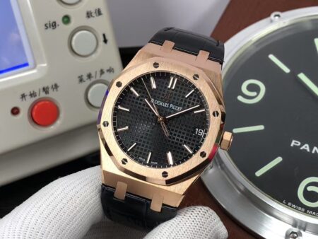 APSF Audemars Piguet Royal Oak 15500 Rose Gold Case Black Dial with Super Clone 4302 Movement - Image 3
