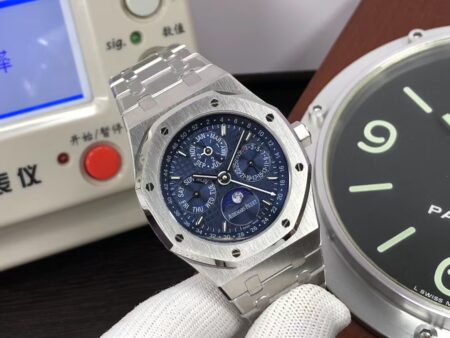 APSF Audemars Piguet Royal Oak Perpetual Calendar 26574 Moon Phase Steel Blue Dial with Clone 5134 Movement - Image 2