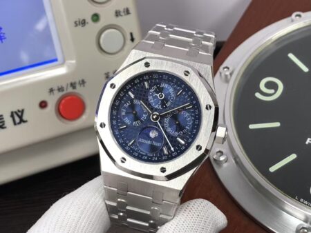 APSF Audemars Piguet Royal Oak Perpetual Calendar 26574 Moon Phase Steel Blue Dial with Clone 5134 Movement - Image 3