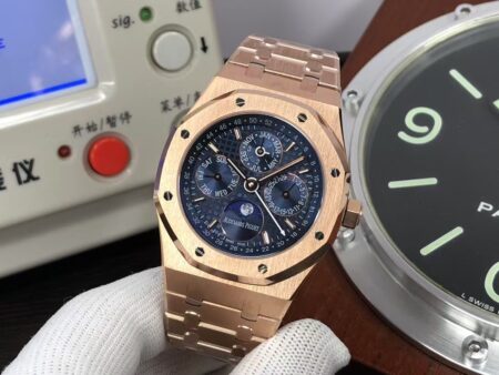 APSF Audemars Piguet Royal Oak Perpetual Calendar 26574 Moon Phase Rose Gold Blue Dial with Clone 5134 Movement - Image 3
