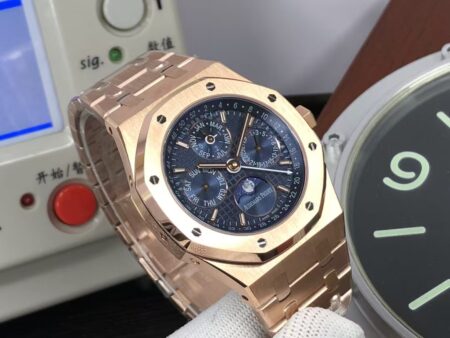 APSF Audemars Piguet Royal Oak Perpetual Calendar 26574 Moon Phase Rose Gold Blue Dial with Clone 5134 Movement - Image 4