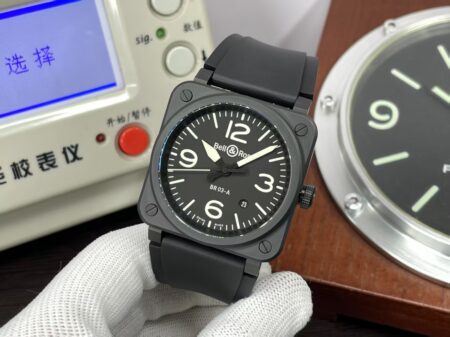 1:1 Replica Bell & Ross BR03-A 42mm Black Ceramic Case Black Case Black Rubber Band - Image 3