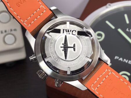 IWC Pilot Chrono IW377709 Stainless Steel Case Black Dial Brown Leather Strap - Image 8