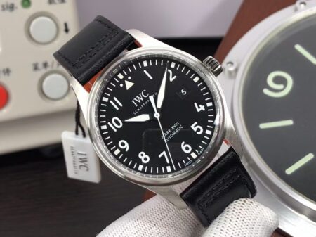 Replica IWC Mark XVIII IW327001 Black Dial Black Leather Strap with Genuine Swiss Movement - Image 2