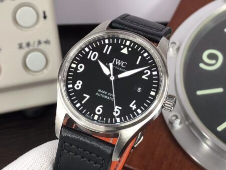 Replica IWC Mark XVIII IW327001 Black Dial Black Leather Strap with Genuine Swiss Movement - Image 6