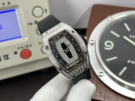 Richard Mille RM07-01 Snow Diamond Skeleton Black Dial Black Rubber Band with Super Clone CRMA2 Movement - Image 2