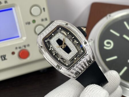 Richard Mille RM07-01 Snow Diamond Skeleton Black Dial Black Rubber Band with Super Clone CRMA2 Movement - Image 6