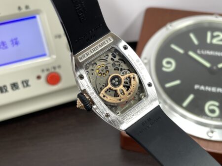 Richard Mille RM07-01 Snow Diamond Skeleton Black Dial Black Rubber Band with Super Clone CRMA2 Movement - Image 11