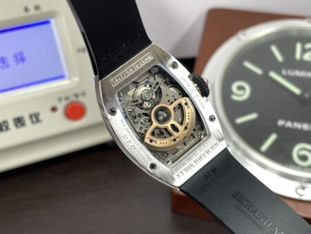 Richard Mille RM07-01 Snow Diamond Skeleton Black Dial Black Rubber Band with Super Clone CRMA2 Movement - Image 12