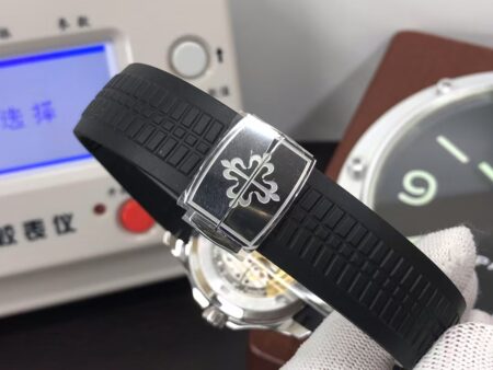Replica Patek Philippe Aquanaut 5164 Travel Time Clone 324 Movement Grey Dial Black Rubber Strap - Image 9
