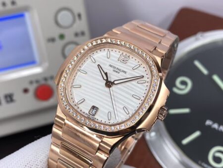 Patek Philippe Nautilus Ladies 7118 Rose Gold Case White Dial Diamond Bezel with Super Clone 324 Movement - Image 5
