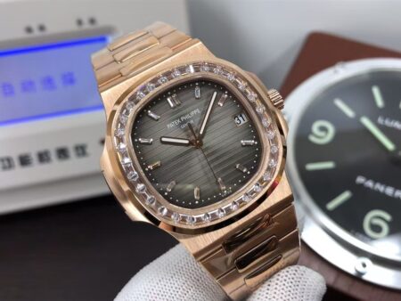 Patek Philippe Nautilus 5711 Rose Gold Case Diamond Bezel Grey Dial with Super Clone 324 Movement - Image 2