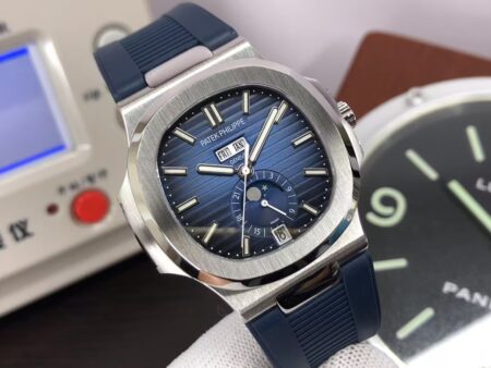 Patek Philippe Nautilus Annual Calendar 5726 Blue Dial Blue Rubber Band Clone 324 Movement - Image 2