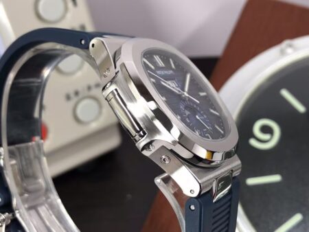 Patek Philippe Nautilus Annual Calendar 5726 Blue Dial Blue Rubber Band Clone 324 Movement - Image 6