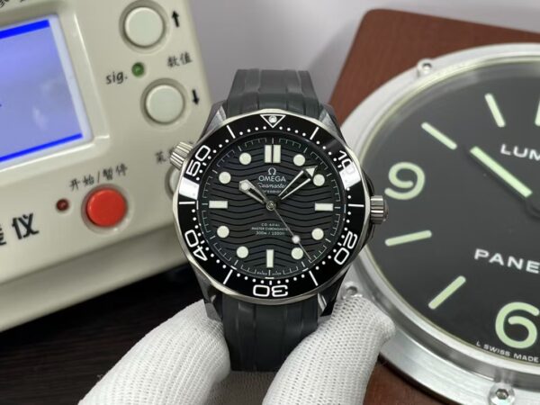 Omega Seamaster 300m Diver Ceramic Case Black Wavy Dial with Super Clone 8806 Movement
