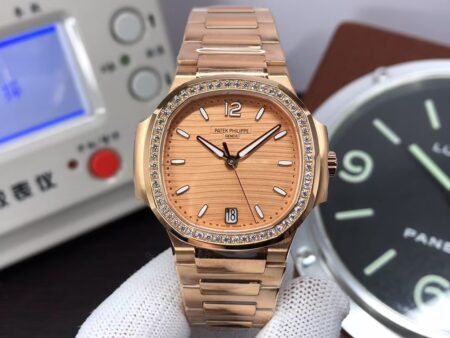 Patek Philippe Nautilus 7118 Ladies Rose Gold Case Rose Gold Dial Super Clone 324 Movement