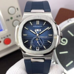 Patek Philippe Nautilus Annual Calendar 5726 Blue Dial Blue Rubber Band Clone 324 Movement