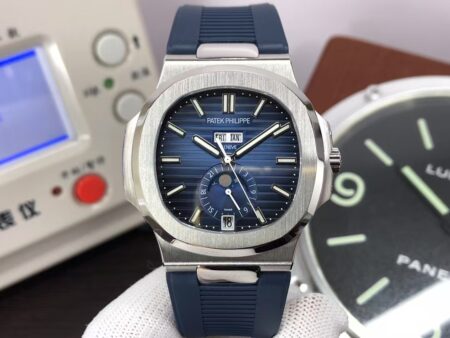 Patek Philippe Nautilus Annual Calendar 5726 Blue Dial Blue Rubber Band Clone 324 Movement