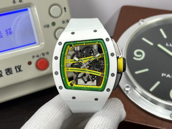 Richard Mille RM061-01 Yohan Blake White Ceramic Case Super Clone RMUL2 Movement White Rubber Band