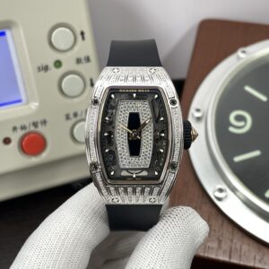 Richard Mille RM07-01 Snow Diamond Skeleton Black Dial Black Rubber Band with Super Clone CRMA2 Movement