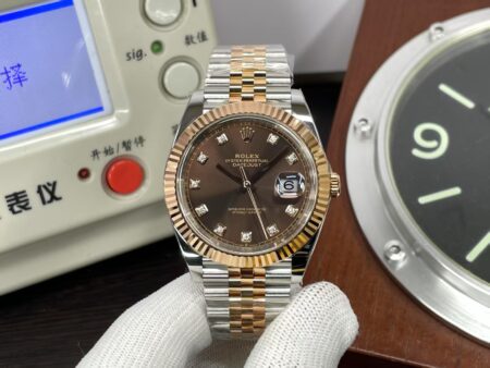Rolex Datejust II 41mm Rose Gold Case Brown Dial Diamond Markers with Jubilee Bracelet