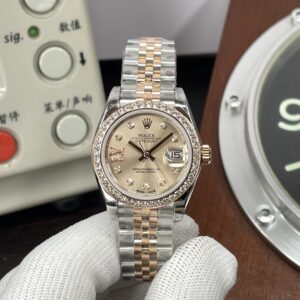 Rolex Datejust Lady Datejust 28mm Two Tone Diamond Bezel Gold Dial Diamond Markers