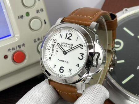 Panerai Luminor Marina 44mm PAM 113 White Dial Brown Leather Strap OP XI Manual Winding Movement - Image 5