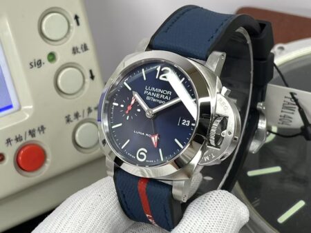 Panerai Quaranta BiTempo Luna Rossa PAM 1404 Blue Dial Super Clone P.900 Movement Blue Rubber Band - Image 5