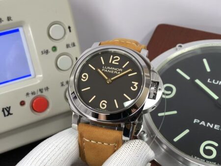 Panerai Luminor Marina Base PAM 390 ETA 6497-2 Hand Winding Movement Black Dial Brown Leather Strap - Image 5