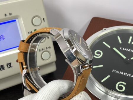 Panerai Luminor Marina Base PAM 390 ETA 6497-2 Hand Winding Movement Black Dial Brown Leather Strap - Image 6