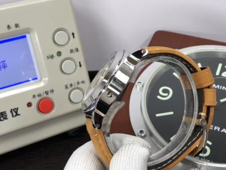 Panerai Luminor Marina Base PAM 390 ETA 6497-2 Hand Winding Movement Black Dial Brown Leather Strap - Image 7