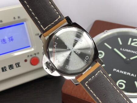Panerai Luminor Marina Base PAM 390 ETA 6497-2 Hand Winding Movement Black Dial Brown Leather Strap - Image 8