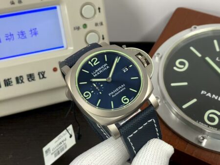Panerai PAM 1117 Luminor Marina 44mm Super Clone P.9010 Movement Titanium Case Blue Dial - Image 4