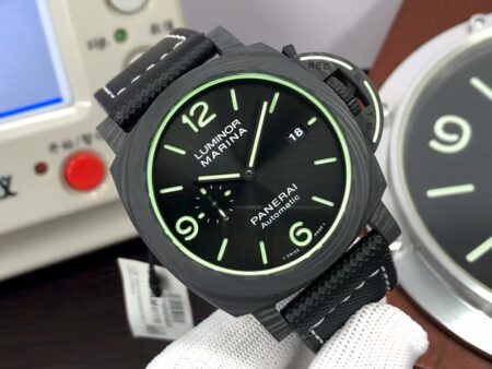 Panerai PAM 1118 Luminor Marina 44mm Black Carbon Case Black Dial Super Clone P.9010 Movement - Image 2