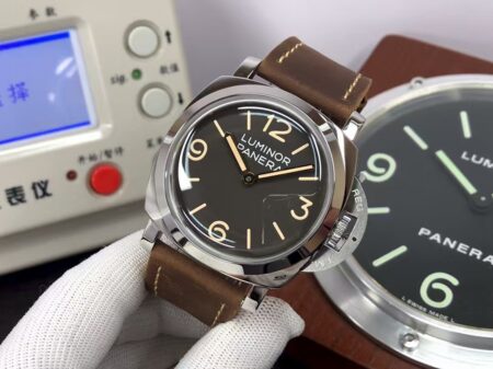 Panerai PAM 663 Luminor 1950 3 Days Clone P.3000 Movement Black Dial Brown Leather Strap - Image 3
