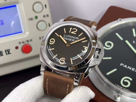 Panerai PAM 663 Luminor 1950 3 Days Clone P.3000 Movement Black Dial Brown Leather Strap - Image 5